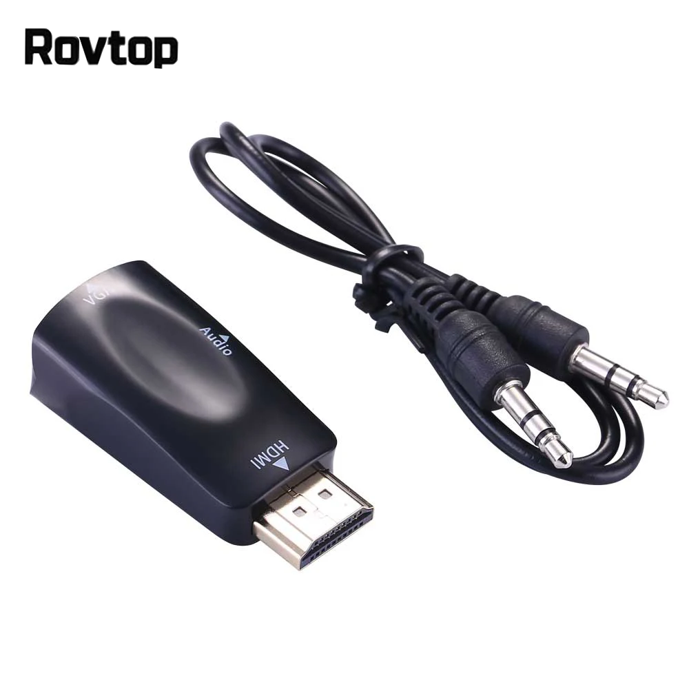 Rovtop HDMI в VGA адаптер аудио кабель конвертер мужчин и женщин поддержка HD 1080P для ПК