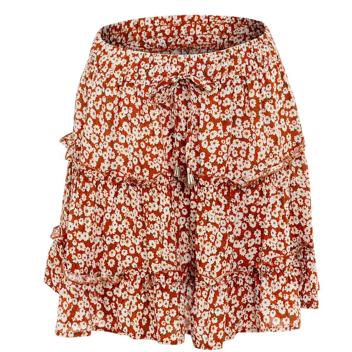 2020 Sexy Fashion Women New High Waist Frills Skirt for Women Broken Flower Half-length Skirt Printed Beach A Short Mini Skirts