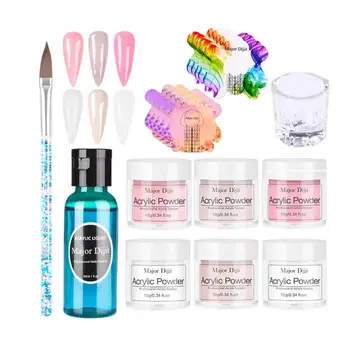 

Nail Art DIY Clear Builder Acrylic Powder Set Tips Carving With Pen Home