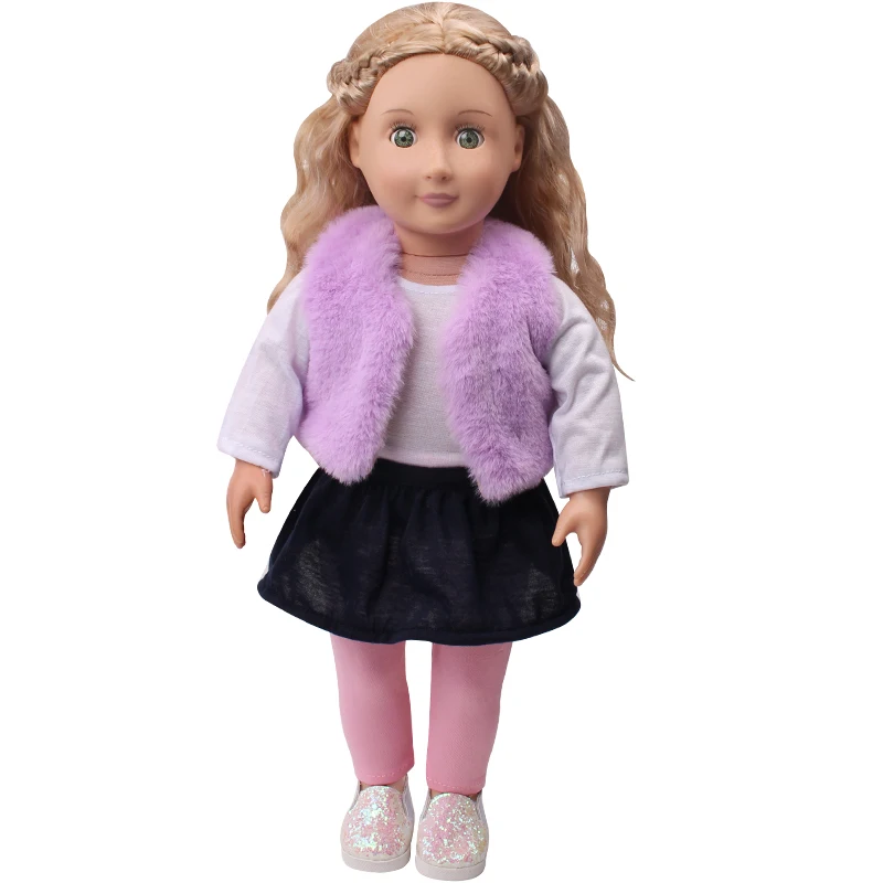 18 дюймов Кукла для девочек одежда Американский новорожденный милый плюшевый жилет костюм платье куклы подходит 43 см Детские куклы c701