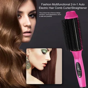 

2 in 1 Ceramic Electric Hair Straightener Brush Combs Hair Straightening Comb Girls Ladies Wet & Dry Hair Care Styling Tools