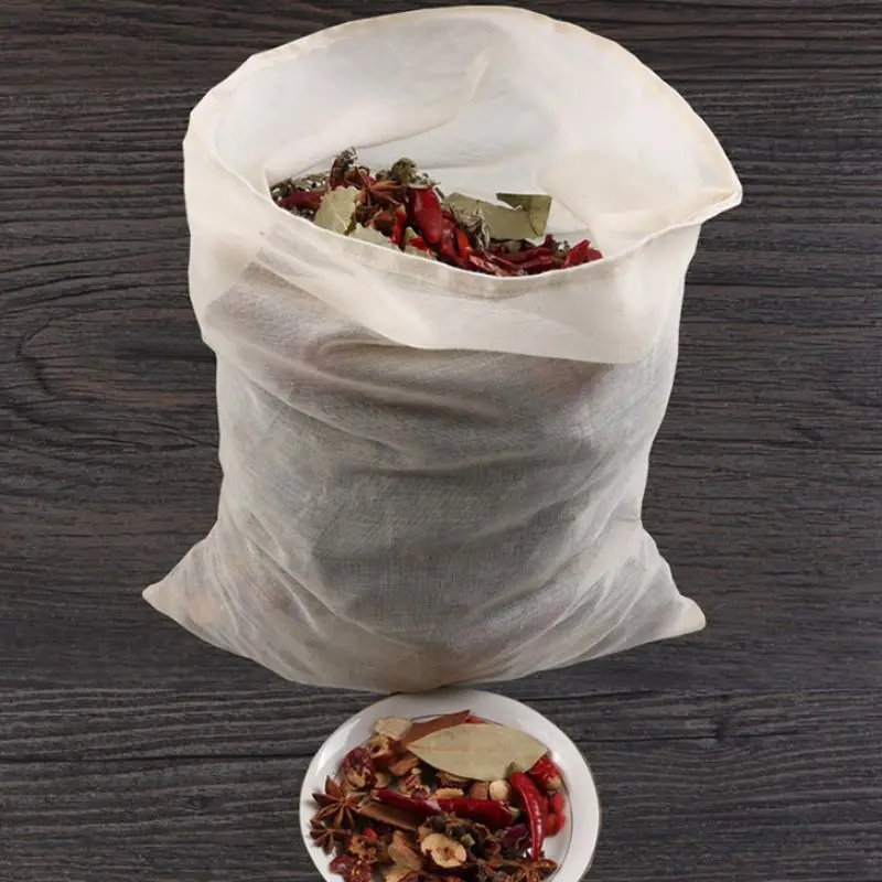 Дом прочный хлопок Drawstring многоразовый травяной чай кофе суп сок мешковины мешок для пищевых фильтров винный погреб фильтр для супа марлевые мешочки