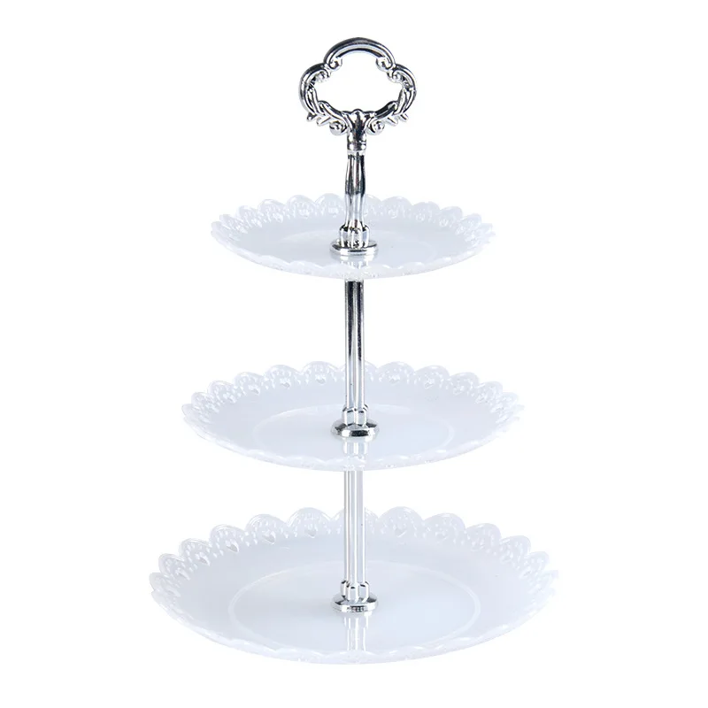 Transparent 3 Tier Plastic Cake Stand Afternoon Tea Cake Stand Wedding Cake Plates Party Tableware Cake Shop Three Layer Cake Rack - Цвет: Transparent