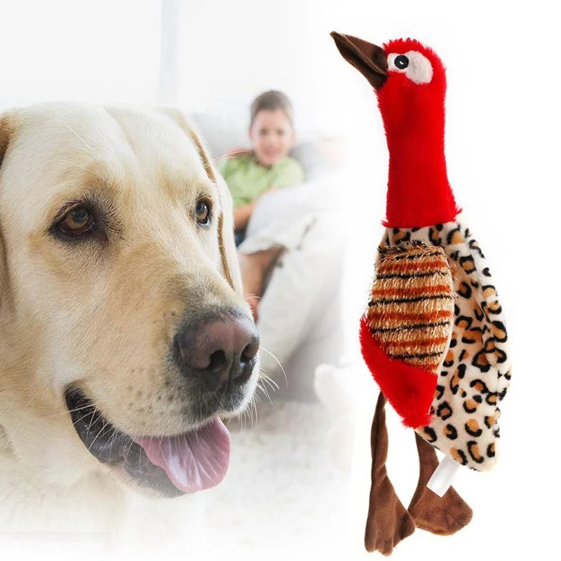 Pet Dog Puppy Cute Squeak плюшевая игрушка для птиц Интерактивная звуковая игрушка-красный