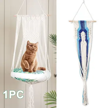 

Window Tapestry Cat Hammock Home Decor Without Mat Resting Seat Cotton Rope Wall Hanging Pet Supplies Handwoven Swing Bed