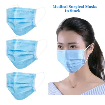 

80 Pcs 8 Bags Medical Surgical Mask Disposable Anti Flu Face Mouth Masks 3 Ply Non Woven Earloop Anti-Dust PM2.5 Safe Face Masks