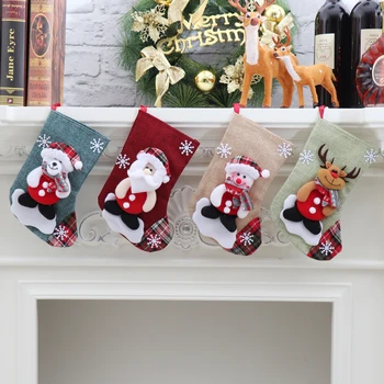 

Christmas decorations medium size Santa Claus small linen socks Christmas tree ornaments Christmas stocking gift bag