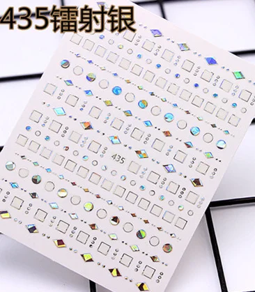 435 Laser Silver 1 лист, украшение для ногтей, 3D стикер, мигающий лазер, стикер для ногтей, звезда, луна, буквы, s украшения, инструмент для дизайна ногтей, аксессуары для маникюра - Цвет: 435 Laser Silver
