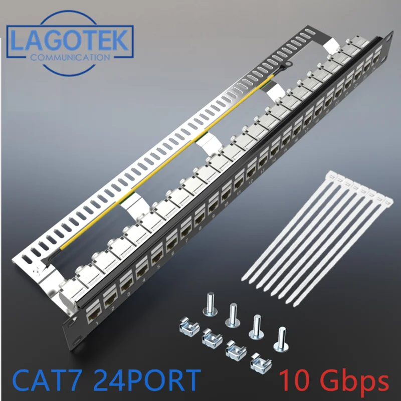 Shielded Patch-Panel Keystone-Adapter FTP Cat7/cat6a 24port Incl. 24x 1U 19-Inch