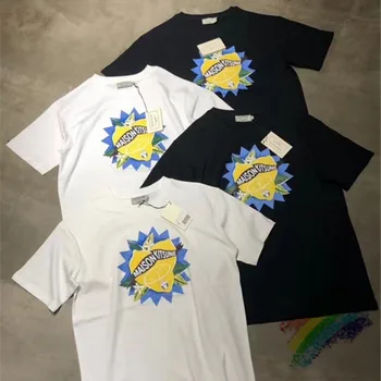 

Hip Hop Maison KITSUNE Short Sleeve T shirt poster printing Streetwear Tee Men Women 1:1 Maison KITSUNE Top Tees
