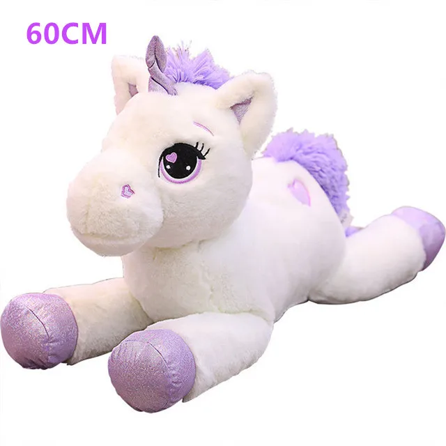 60cm white 1 25-110 см милые единороги плюшевые игрушки мягкие популярные милые игрушечные единороги животные подушка с лошадью Высокое качество для детей девочки подарок - Цвет: 60cm white 1
