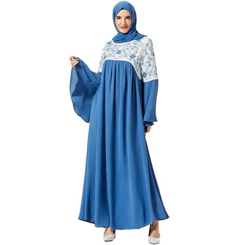 

Middle Eastern dress, fashion women's plant, embroidered pocket stitching, large swing dress (without headscarf)