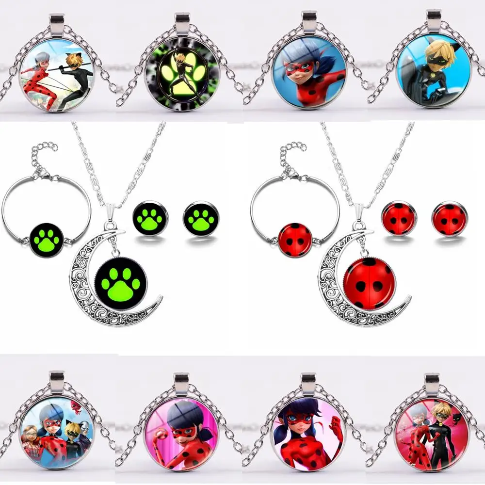 

Lady bug 7 star ladybug lady bug time gem moon necklace set earring bracelet Toys