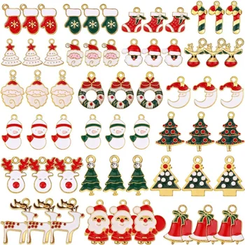 

60 Pieces Christmas Pendant Charms Enamel Plated Pendants for Necklace Bracelet Jewelry Making Christmas Decoration