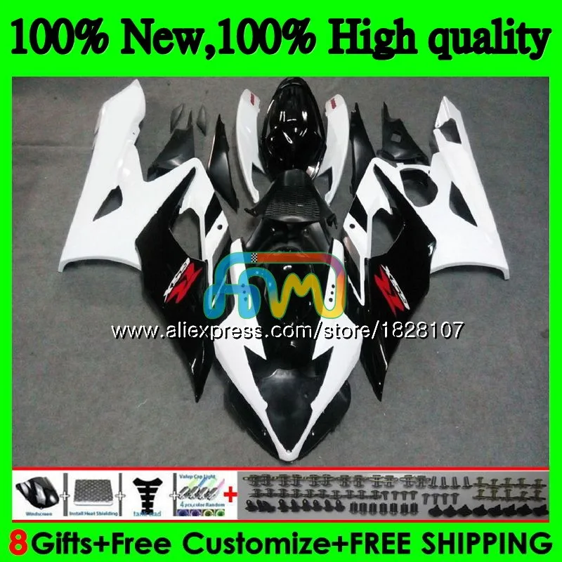 Корпус для SUZUKI GSXR-1000 GSX белого и черного цвета R1000 GSXR 1000 CC 05 06 42BS. 4 GSX-R1000 1000CC 05 06 K5 GSXR1000 2005 2006 обтекатель - Цвет: No. 1