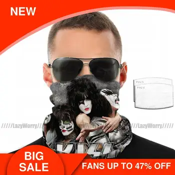 

Kiss Band Mouth Face Mask KISS Grey Look Up Close Facial Mask with 2 Filters Pretty for Adult Polyester Mask