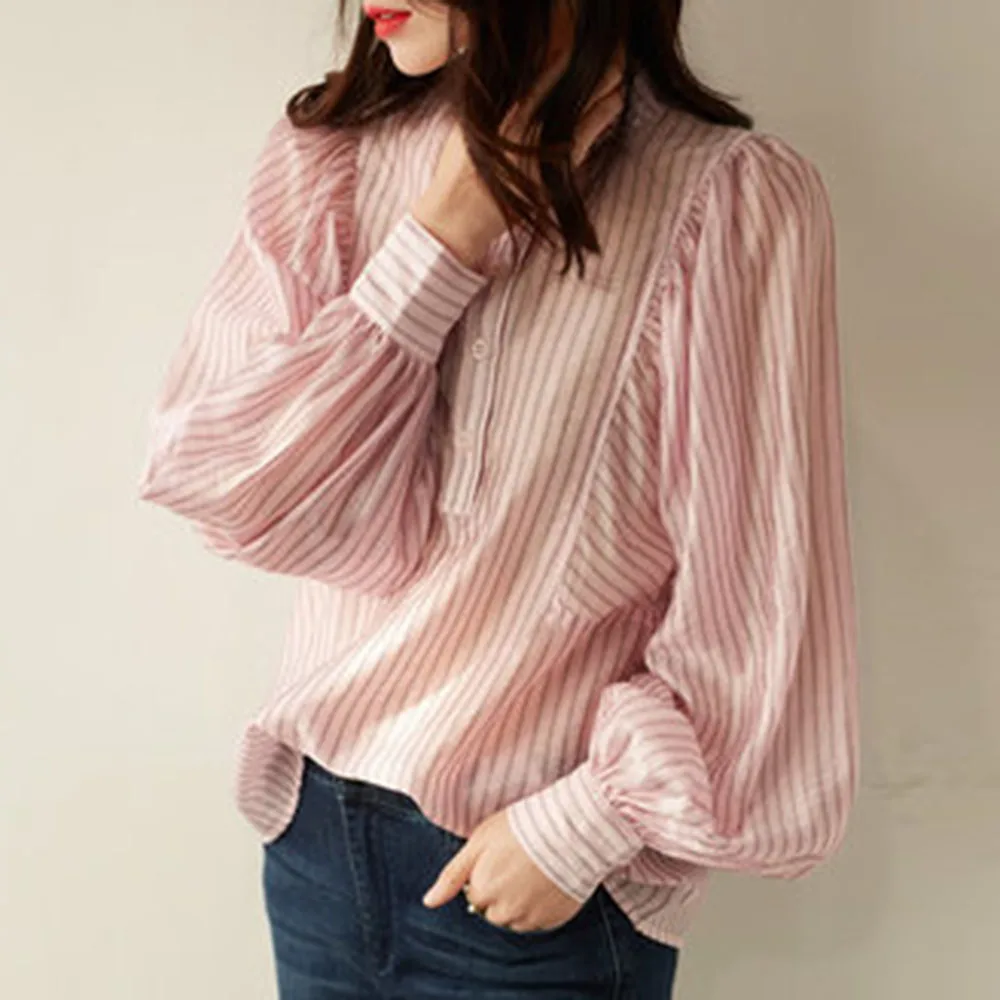 

Autumn Striped Blouse Women Shirt Long Sleeve Fashion Female Tops Korean Japan Style Female Women Tops Spring Blusa