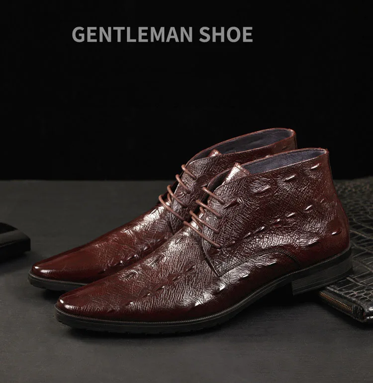 Мужские Ботильоны; Мужская обувь из натуральной кожи; сезон осень-зима; обувь на среднем каблуке без застежки; цвет черный, бордовый; Новинка года; модная обувь; большие размеры