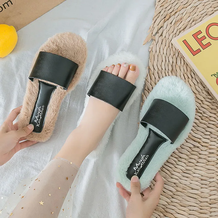 

Shoes Woman 2019 Luxury Slides Slippers Fur Socofy Butterfly-knot Low Designer Plush New Flat Soft Casual Rubber PU Basic