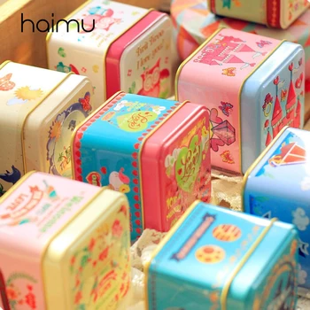 

2pcs Embossed Small Square Iron Box Candy Storage Children's Gift Sugar Box Festival Party Favor Sugar Gifts Boxes