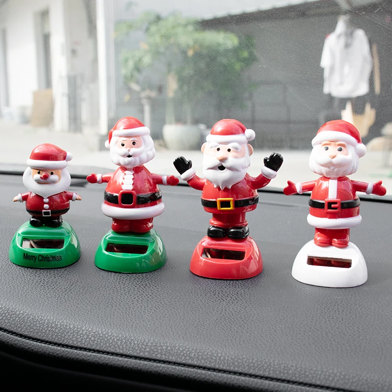 Solar Power Santa Claus Shaking Head Car Dashboard Ornaments Christmas Gifts 