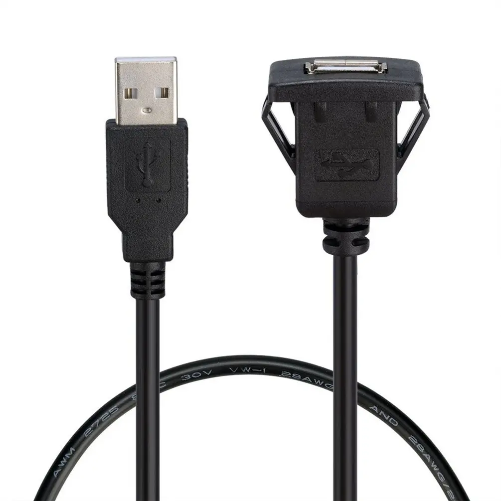 USB2.0 кабель для скрытого монтажа 1 м/2 м двойной/один USB порт удлинитель флеш приборная панель монтажный кабель для автомобиля лодки мотоцикла