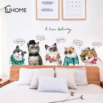 

Five Travel Cat Wall Sticker for Kid's Room Bedroom Wall Decoration Kindergarten Classroom Cute Animal Cartoon Stickers