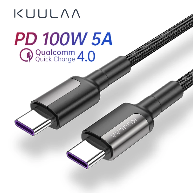 

KUULAA USB Type C to USB C Cable for Samsung Galaxy S9 PD 100W Fast Charger Cable for Macbook Support Quick Charge 4.0 USB Cord