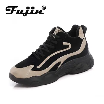 

Fujin Women Sneakers Platform 2020 Breathable Leather Vulcanized Shoes Lace Up Zapatos De Mujer Casual Shoes Sneakers Women