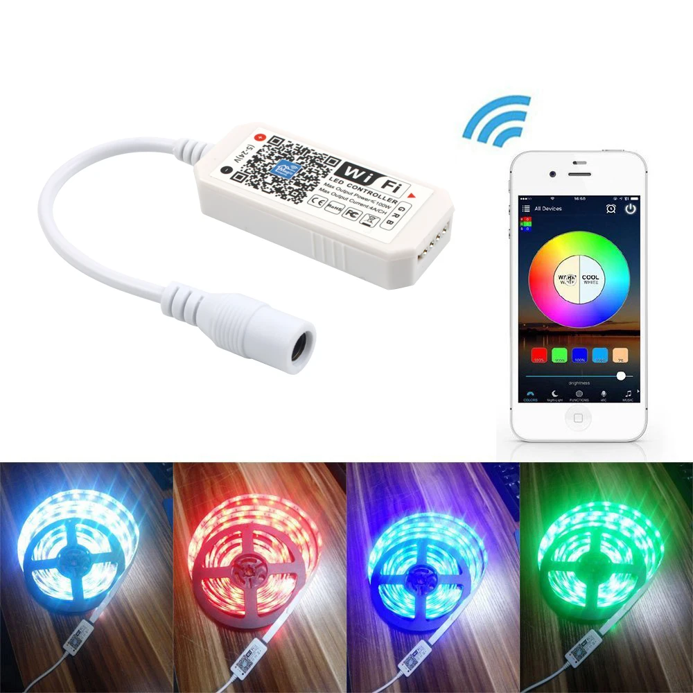 Wi-Fi RGB / RGBW светодиодный Управление Мини DC12V с RF 21Key/ИК 24Key дистанционного Батарея