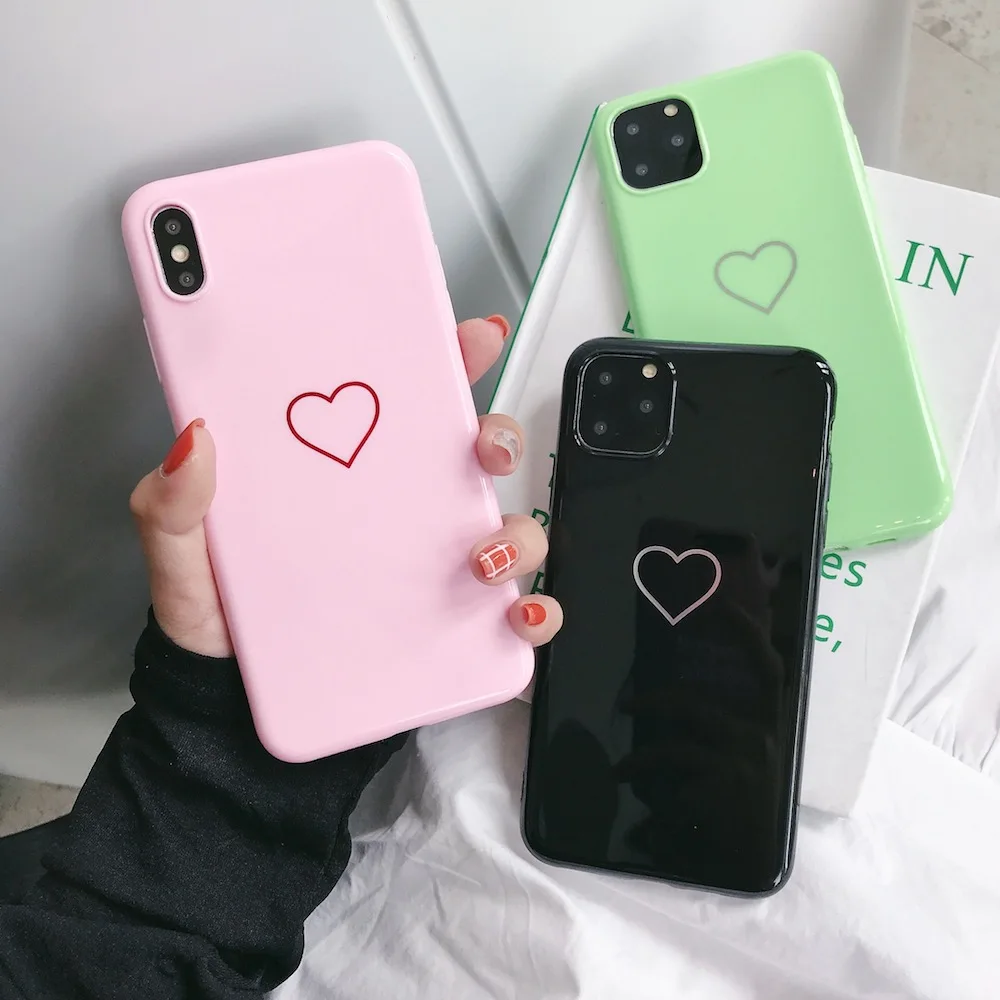 Brand NEW Cute Love Heart Candy Case for iPhone 11 11Pro 11ProMax X Xs XR XsMax 8Plus 8 7Plus 7 6 6s Plus Phone Cover Coque YC | Мобильные