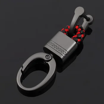 

8 Colors Horseshoe D Buckle Braided Cowhide Leather Keychain Movable Buckle Waist Leather Rope Key Chain Car Weaving Keyholder