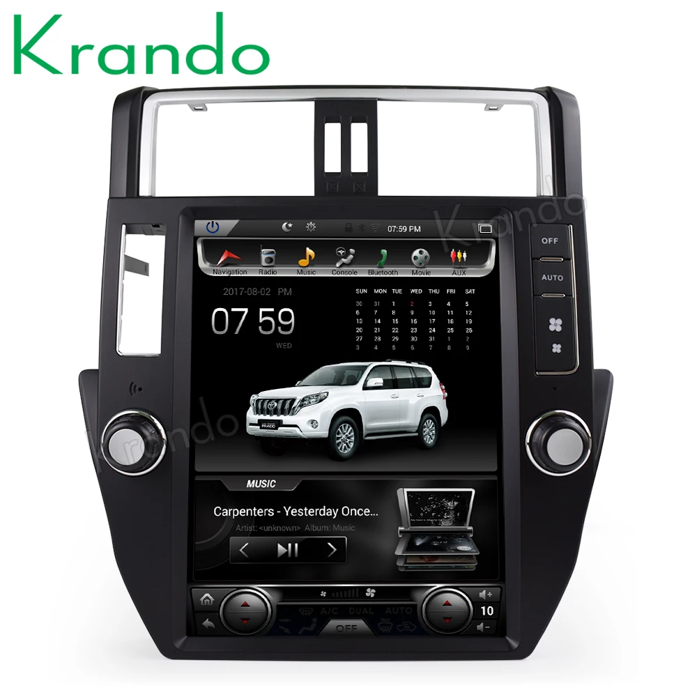 Excellent Krando Android 7.1 12.1" Tesla big screen car radio player for Toyota Prado 2010-2013 gps navigation multimedia with bluetooth 1