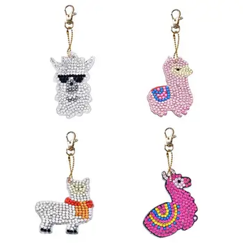 

DIY Love Alpaca Full Drill Special Shaped Diamond Painting Keychain Cross Stitch Embroidery Keyring Women Bag