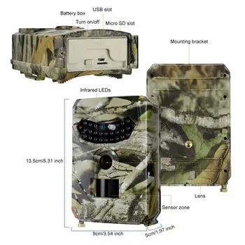 

PR100 Trail Camera 12MP Game Hunting Cameras with Night Vision Waterproof LCD LEDs Night Vision Deer Cam Design