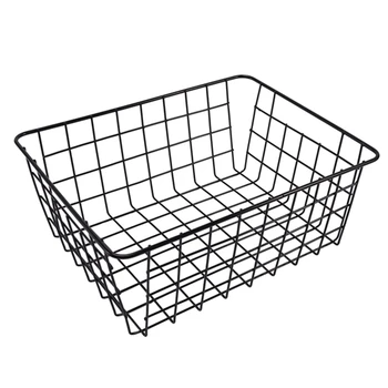 

Household Iron Art Storage Basket Kitchen Bedroom Sundries Snacks Organizer Basket Black