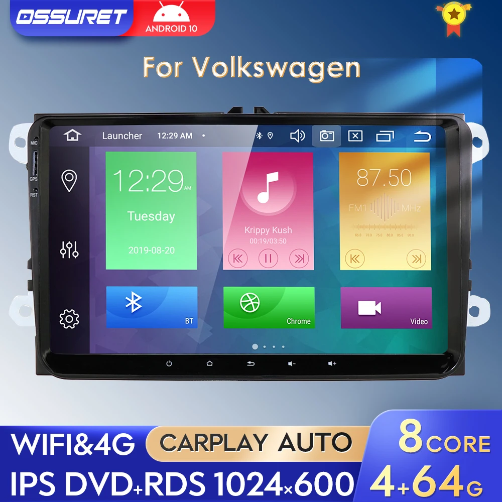 Автомагнитола мультимедийная 9 дюймов Android 10 GPS видеоплеер для VW Volkswagen Golf Plus Passat CC