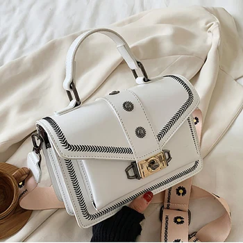 

Small Handbags for Women 2020 Trend Embroidery Flower Wide Strap Shoulder Crossbody Bag Ladies Lock Travel Hand Bag and Purse