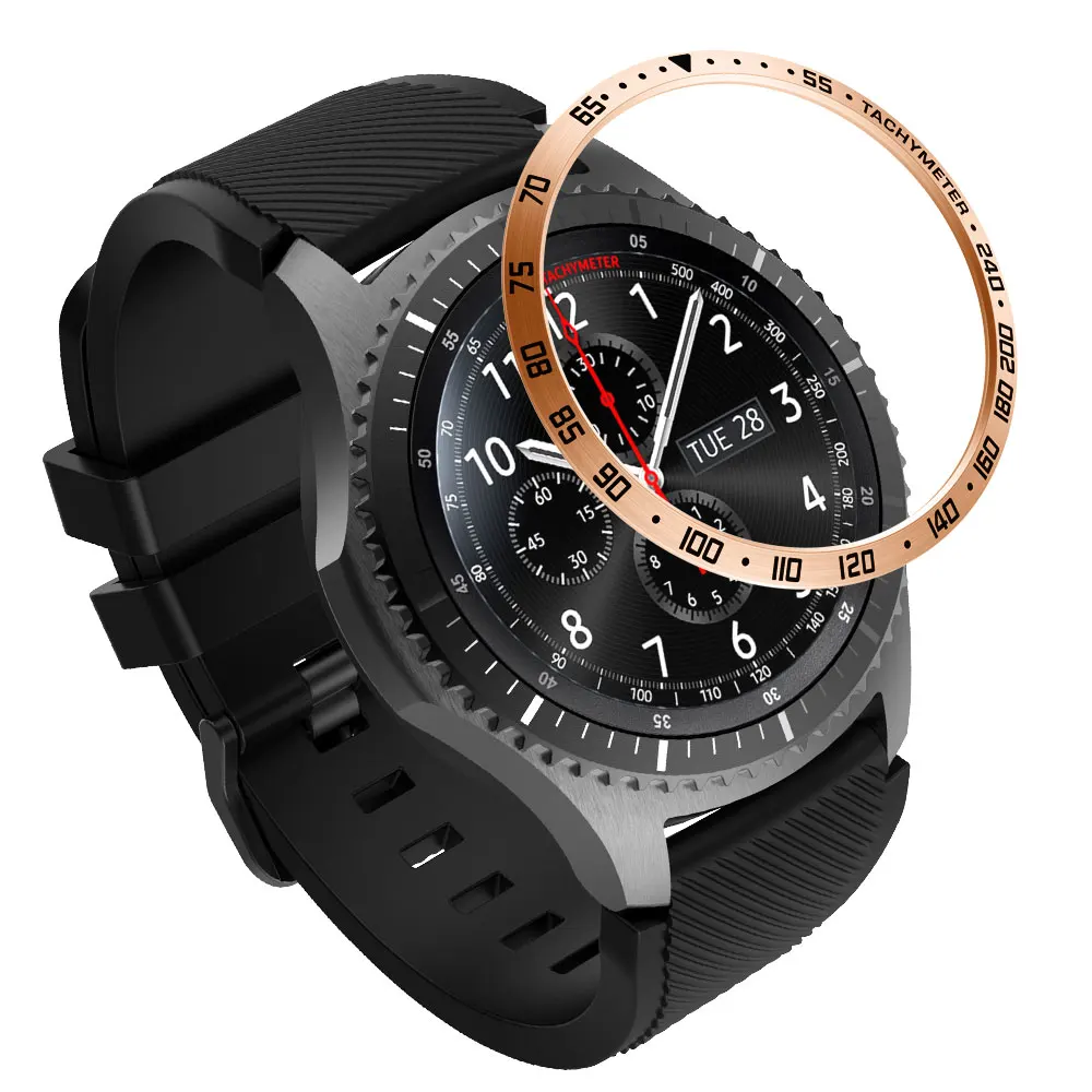 Q Ремешок для часов samsung galaxy watch gear S3 Frontier 46 мм Классический ремень 22 мм рамка из нержавеющей стали кольцо Защита от царапин - Цвет: Q