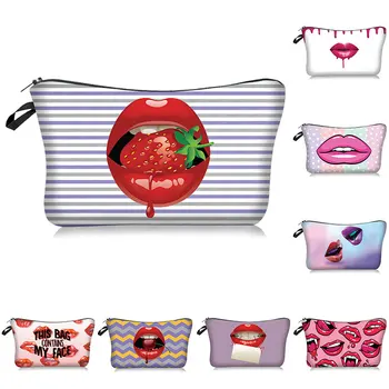 

3D Printing Makeup Bags Cosmetic Bag With Multicolor Pattern Bag Pouchs For Travel Ladies Western Style Fashion Storage Bag