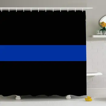 

Shower Curtain Set with Hooks 72x72 Thin Remembering Blue Line Matter Dirty Law Service Officer Ladle Enforcement Force Signs
