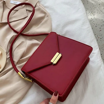 

MONNET CAUTHY Autumn New Bags Women Classic Concise Fashion Office Ladies Messenger Bag Solid Color Brown Khaki Beige Red Flap