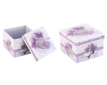 

Bosphorus Storage Box, Italian Design, Lavender Flower Square Clamshell Model Small