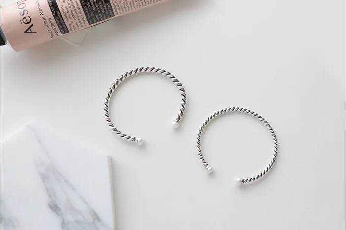 

S925 sterling silver bracelet retro style twist pearl bracelet