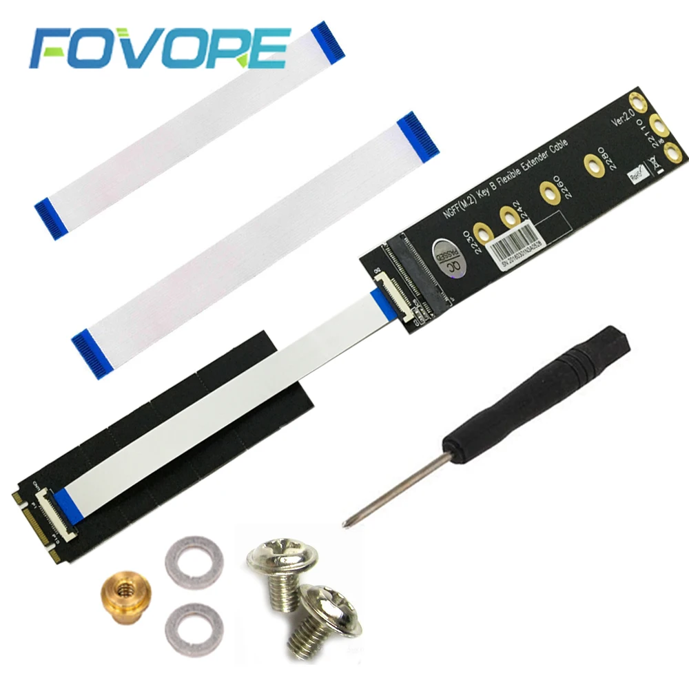 Cable de extensión elevador NGFF M.2 Key B SATA tarjeta adaptadora de SSD PCI-E, extensor Flexible para 2230, 2242, 2260, 2280, 2210, SSD