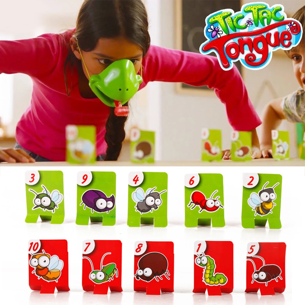 

Frog mouth Take Card Tongue Tic-Tac Chameleon Tongue Funny Board Game For Family Party Toy Be Quick To Lick Cards Toy Set