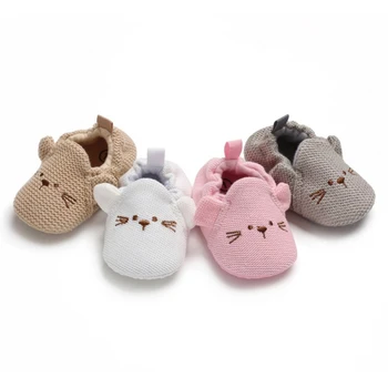 

Cute Cartoon Baby Slippers Toddler Baby Boy Girl Knit Crib Shoes Anti-slip Prewalker Baby Slippers