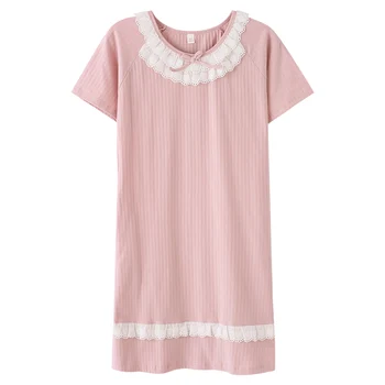 

2018 New Cotton Nightgown Women Sweet Girl Lounge Cute Nightdress Sleepwear Summer Home Dress Casual Nightwear Sleepshirts Shirt