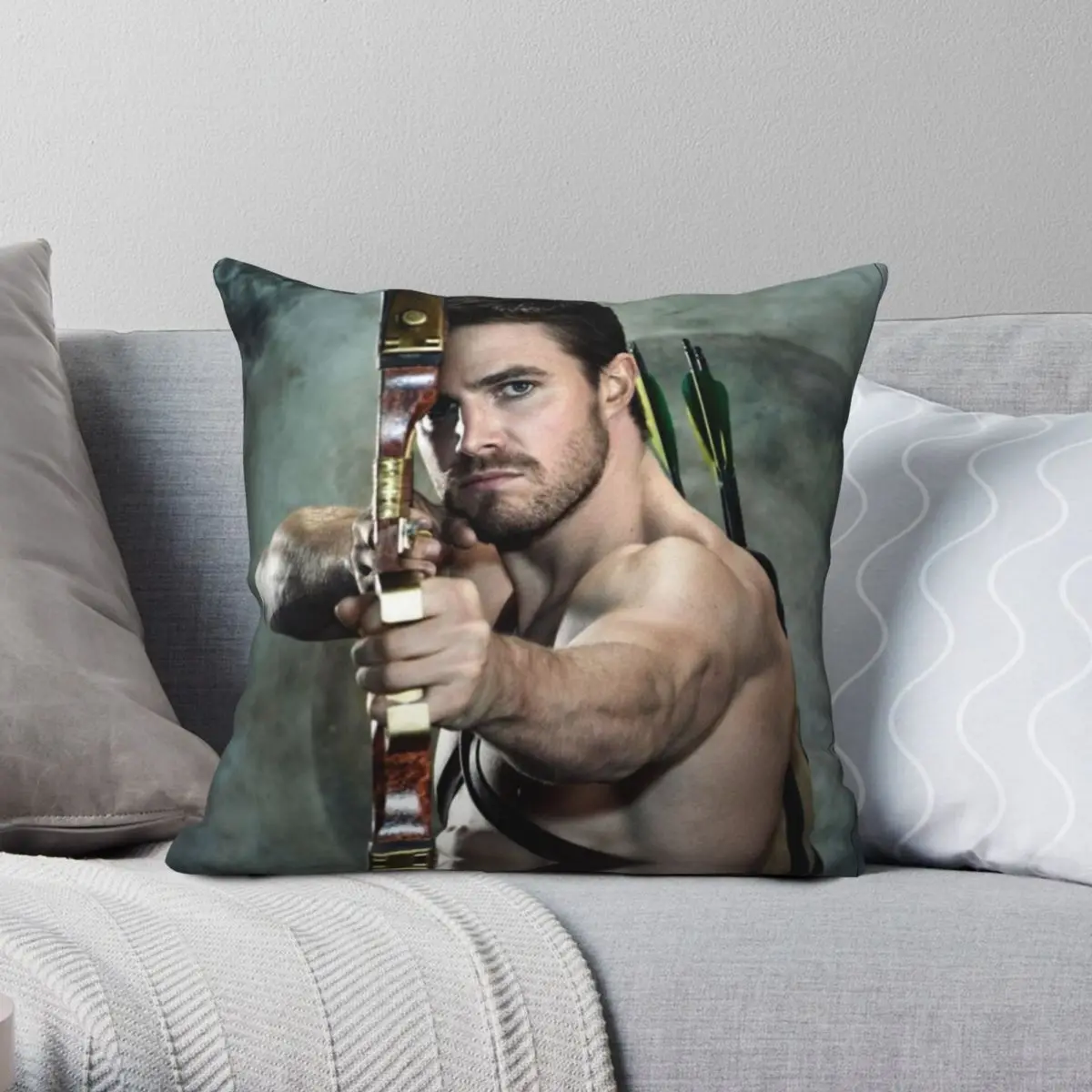 

Stephen Amell Pillowcase Polyester Linen Velvet Pattern Zip Decor Pillow Case Home Cushion Case