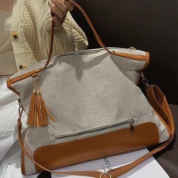

New Hot Autumn Women Canvas Bag Handbag Famous Brand Large Capacity Patchwork Tote Bag Hipster Classic Hobos Vintage Shoulder